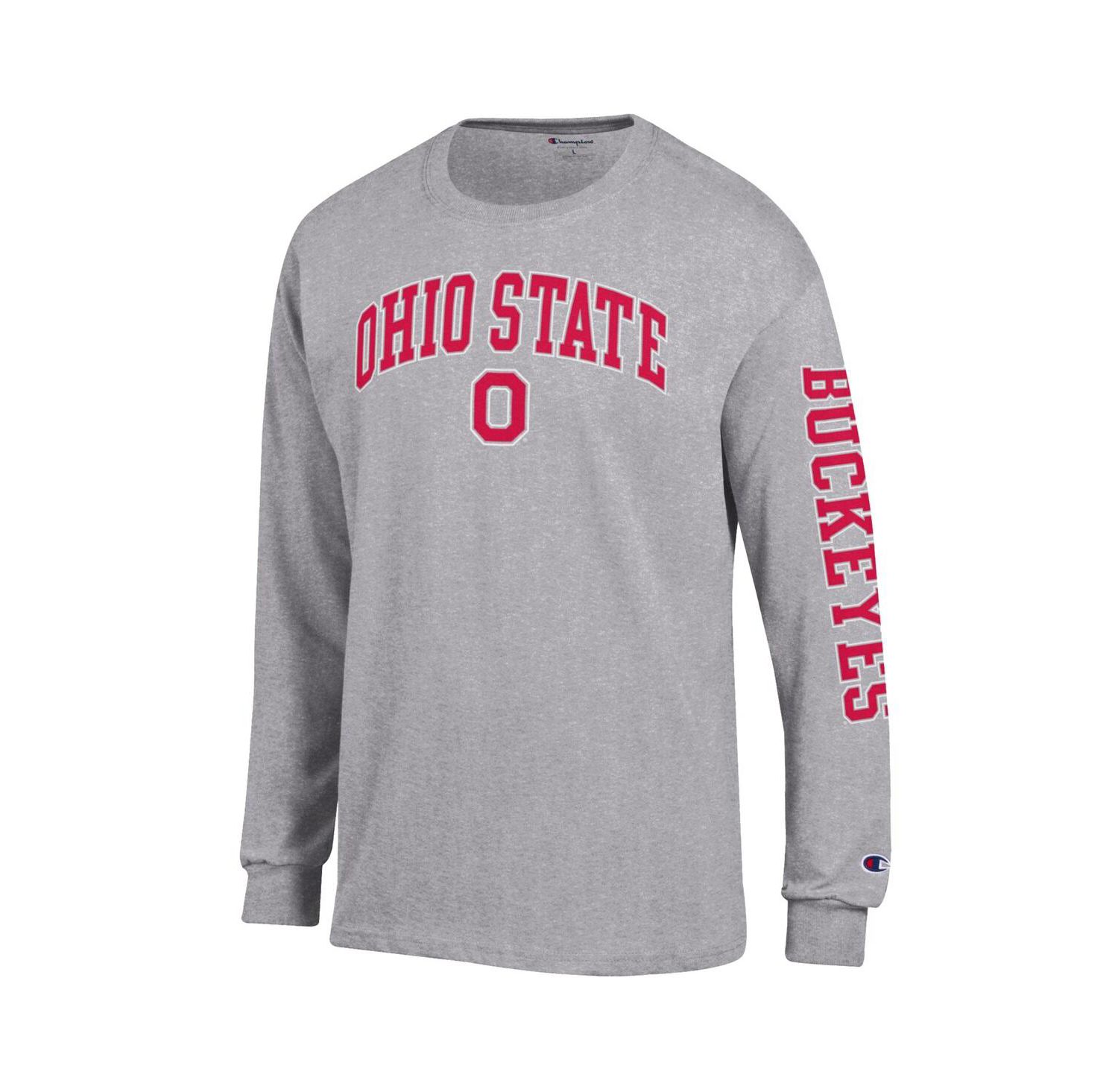 Men's Scarlet Ohio State Buckeyes Arch Over Logo 2-Hit Long Sleeve T-Shirt