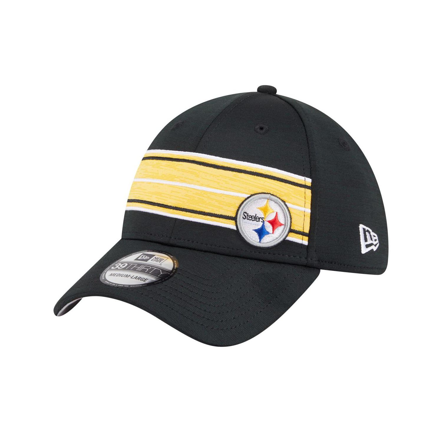 Men's Black Pittsburgh Steelers Stripes 39THIRTY Flex Hat