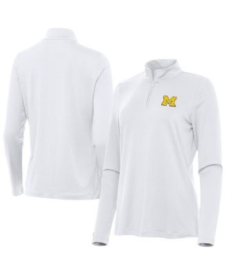 Antigua - Women's White Michigan Wolverines Reprocess Quarter-Zip Sweatshirt