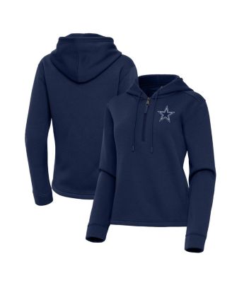 Antigua - Women's Navy Dallas Cowboys Contemporary Quarter-Zip Hoodie