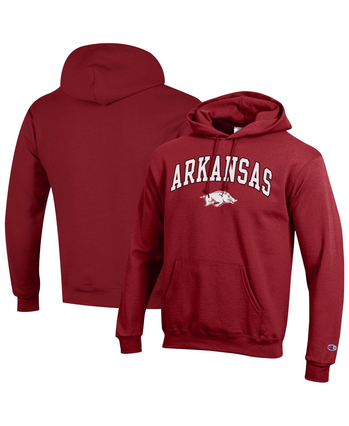 Men's Crimson Arkansas Razorbacks Arched Logo Fleece Pullover Hoodie - Crimson