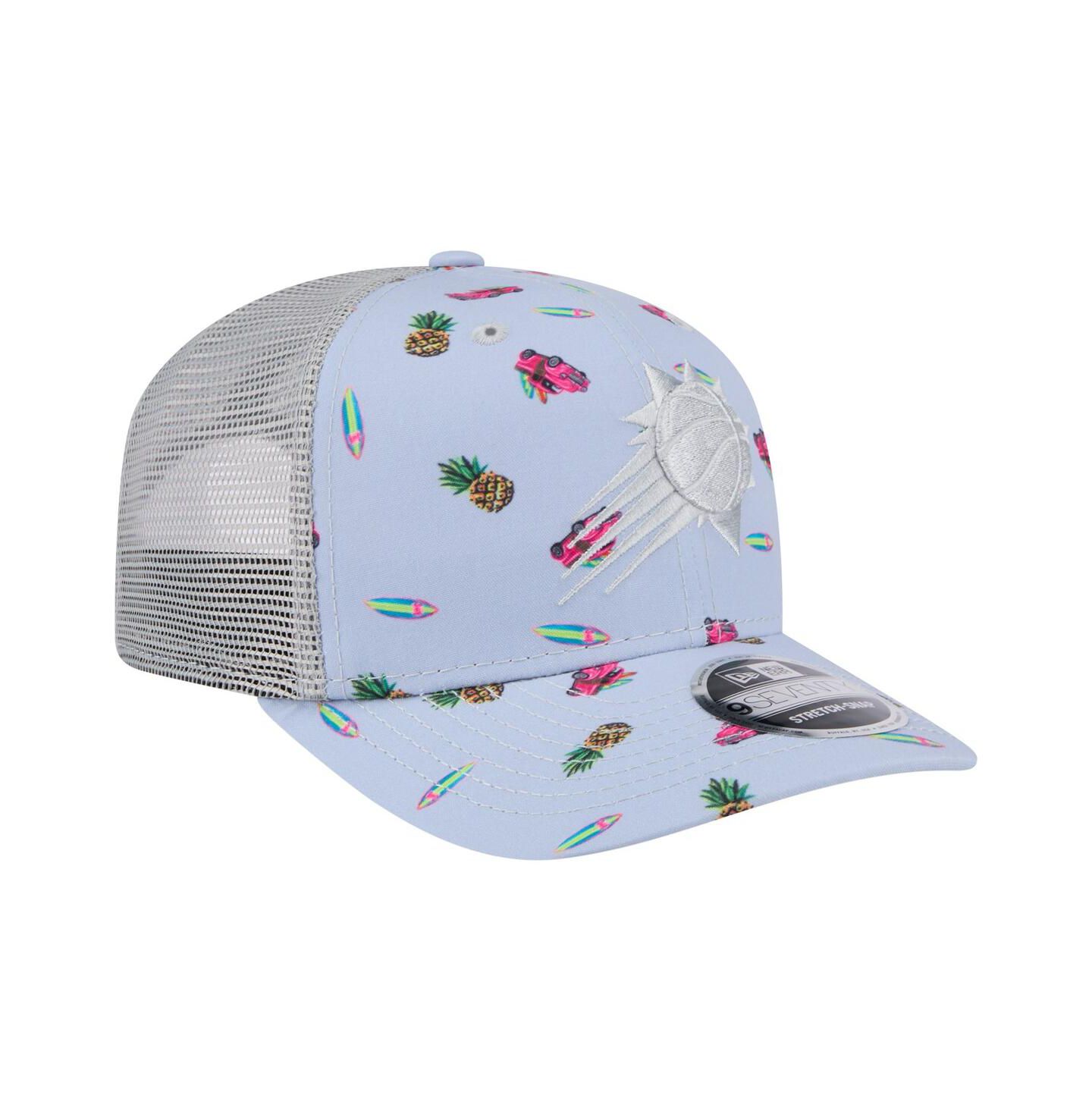 Мужской головной убор New Era Light Blue/Gray Phoenix Suns Adventure Aloha Pattern 9SEVENTY Stretch-Snap Hat — фото 3