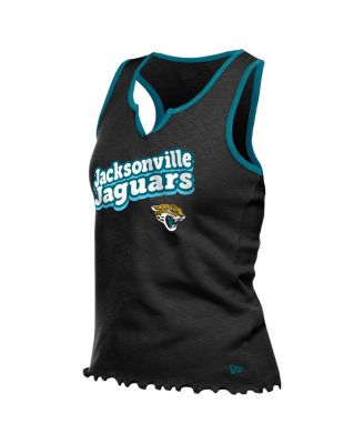 Women's&nbsp;Black Jacksonville Jaguars Lettuce Hem Notch Neck Tri-Blend Tank Top