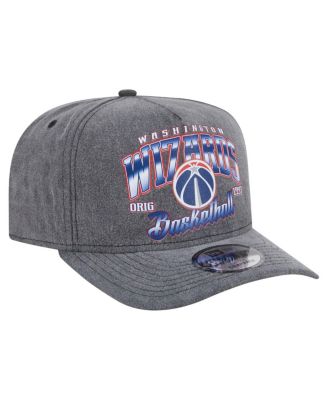 Men's Charcoal Washington Wizards Throwback Washed Pre-Curved 9FIFTY Snapback Hat