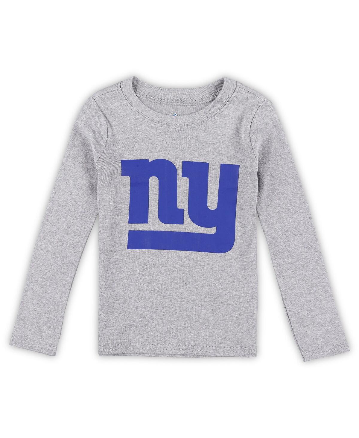 Outerstuff Toddler 2-piece Heather Gray New York Giants Long Sleeve T-shirt And Pants Sleep Set In Gray
