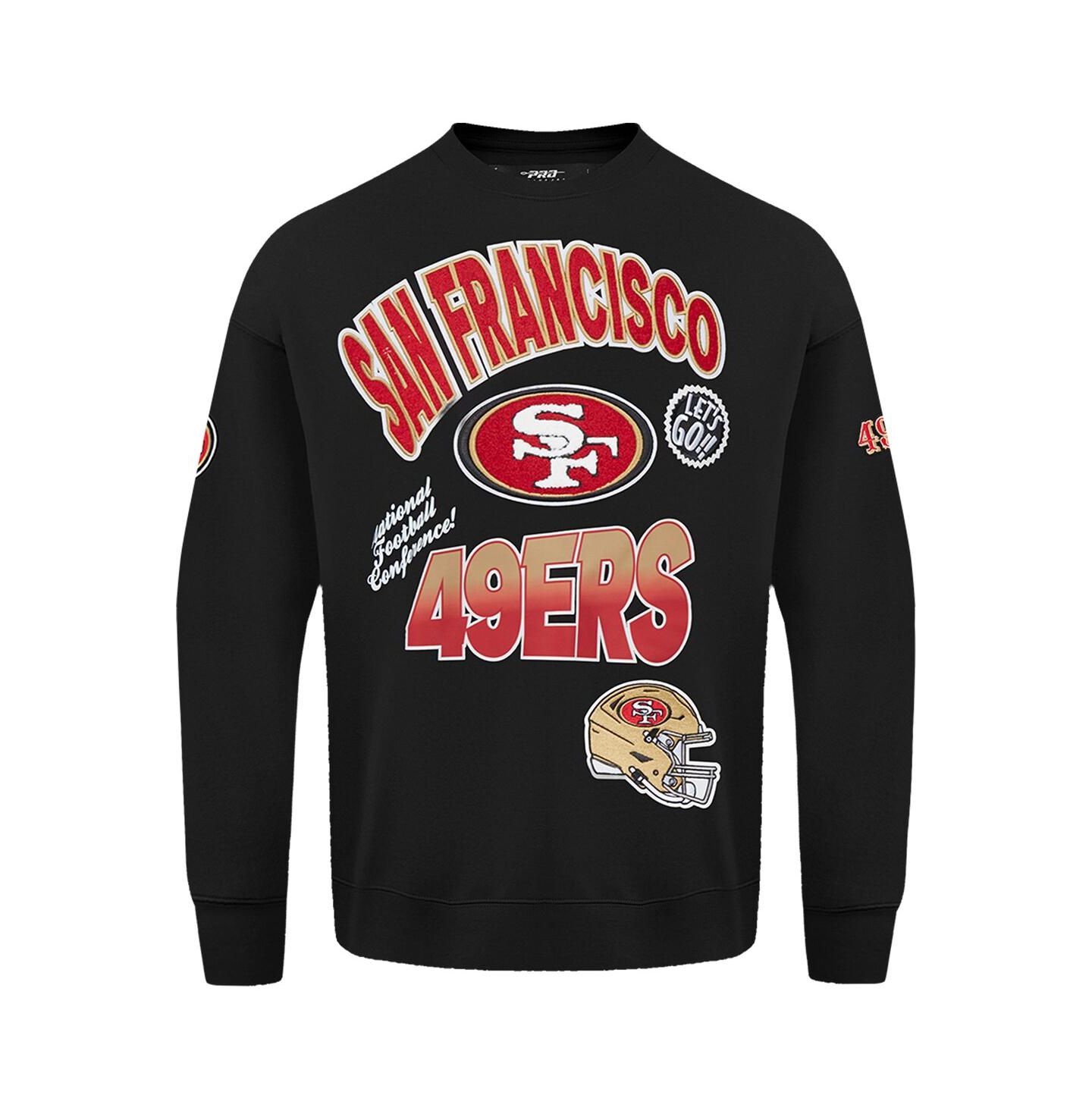 Мужские толстовки Pro Standard Black San Francisco 49ers Turn It Up Drop Shoulder Pullover — фото 3