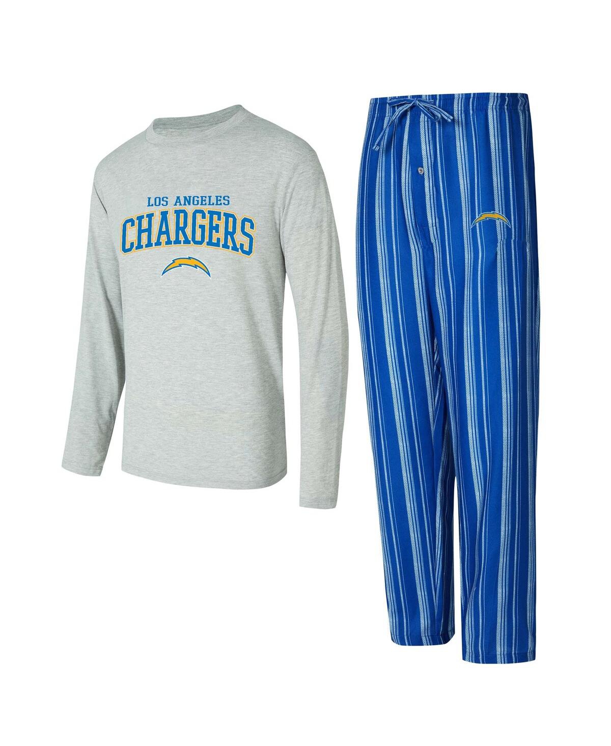 Men's 2-Piece Los Angeles Chargers Petition Long Sleeve Top and Pants Sleep Set - Powder Blue