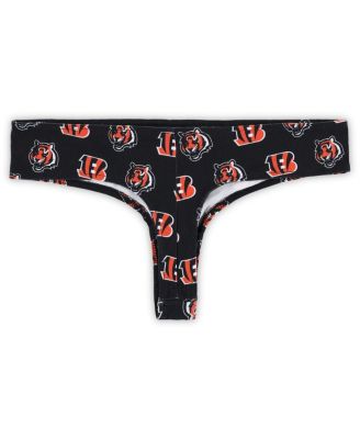 Women's Black Cincinnati Bengals Record Allover Print Knit Thong