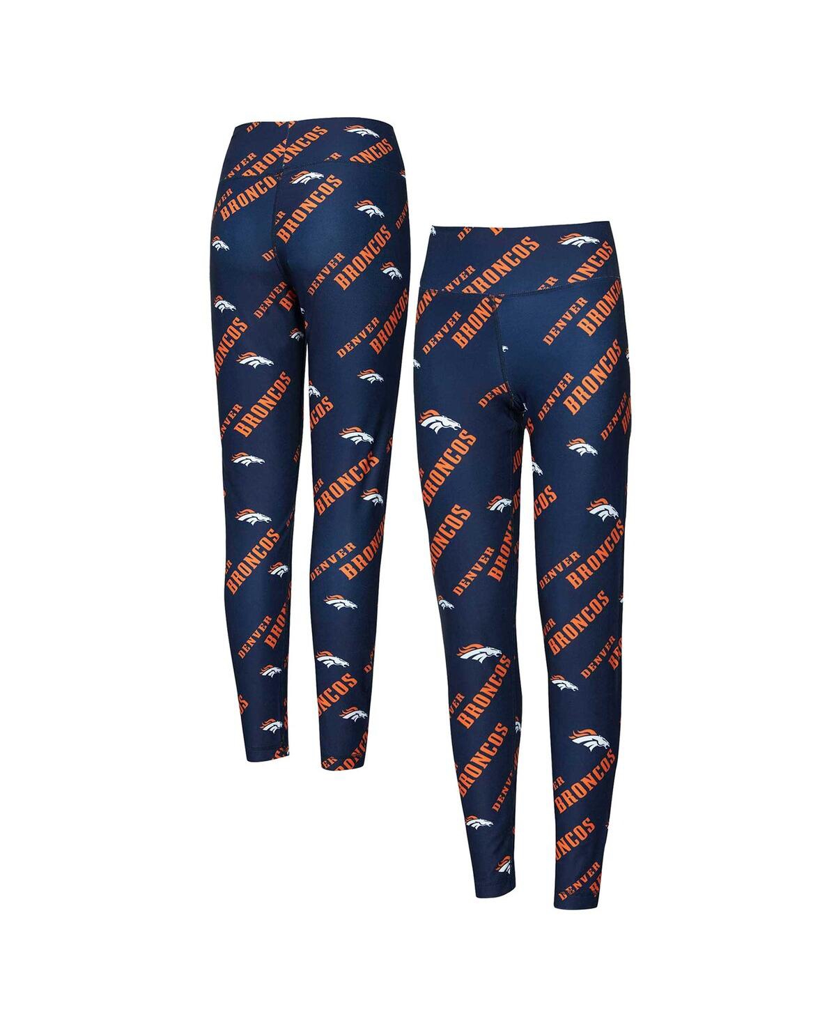 Women's Navy Denver Broncos Breakthrough Allover Print Knit Sleep Leggings - Navy
