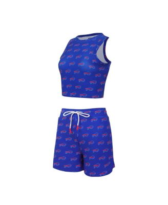 Concepts Sport - Women's 2-Piece Buffalo Bills Gauge Allover Print Cropped Tank Top Shorts Sleep Set