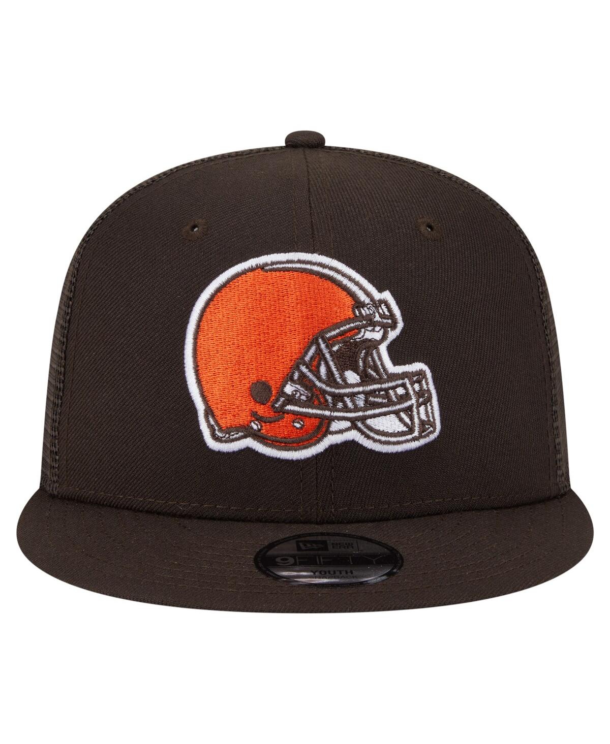 New Era Big Boys And Girls Brown Cleveland Browns Main Trucker 9fifty Snapback Hat In Brown