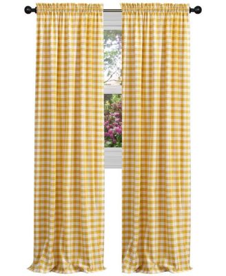 Buffalo Check Gingham Custom Window Curtain Treatments - Single Curtain Panel 42 in. W x 63 in. L, Black