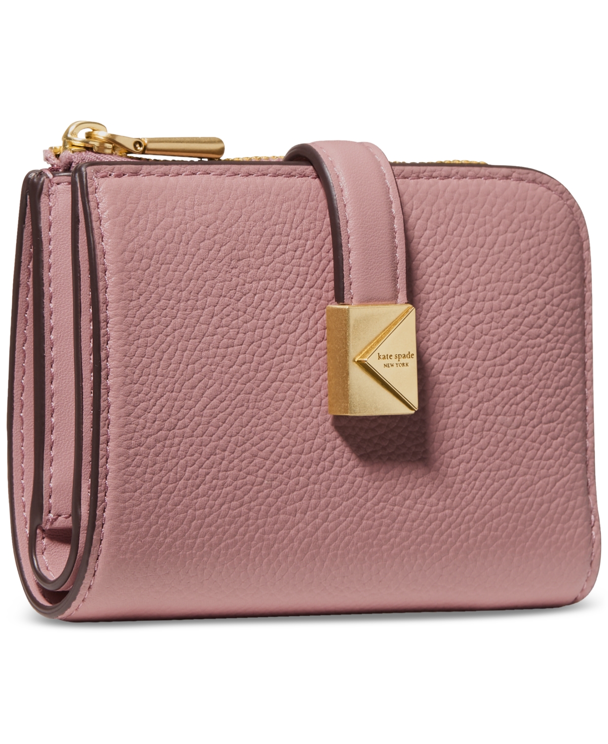 Kate Spade Deco Pebbled Leather Small Compact Wallet In Pink