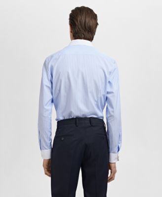 Men's Striped-Print Slim-Fit Dress Shirt