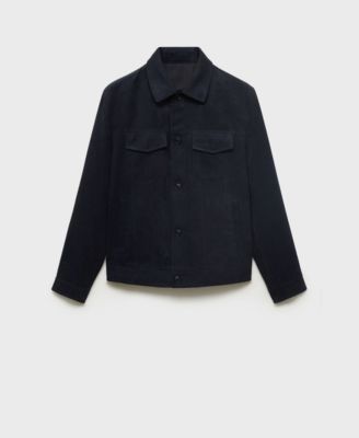 Men's Suede Leather-Effect Overshirt