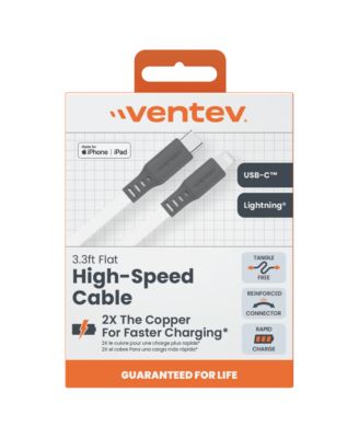 Flat USB-C to Apple Lightning High Speed Tangle-Free 3 Foot Cable