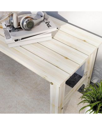 2-Seat Wood Garden Bench, Patio Bench w/ Slatted Seat,