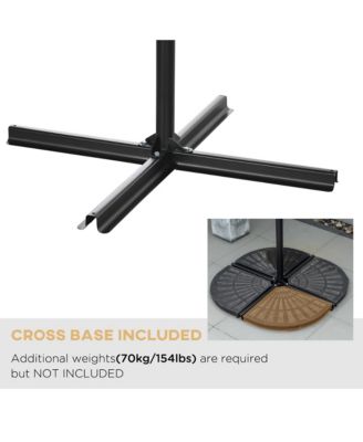 10' Cantilever Umbrella Offset Patio Umbrella w/ Cross Base,