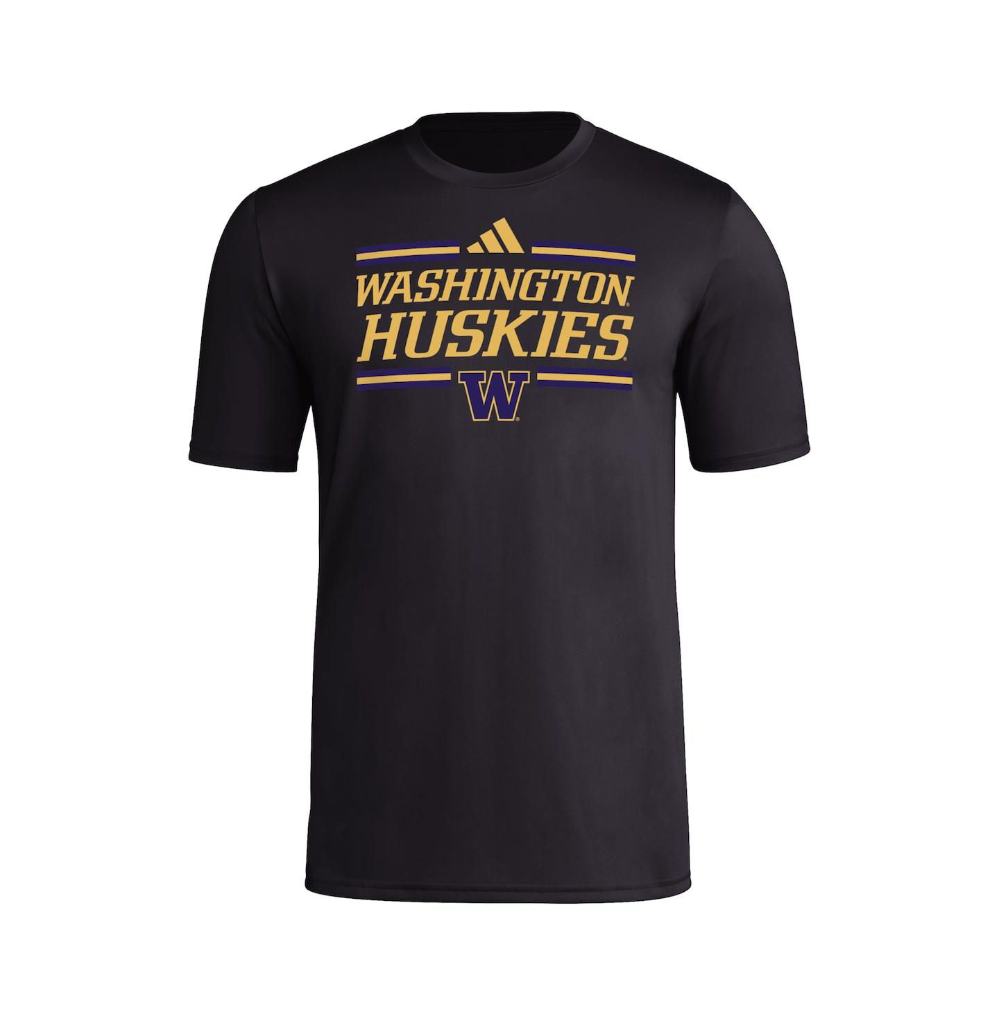 Мужская футболка adidas Black Washington Huskies Strategy Pre-Game — фото 2