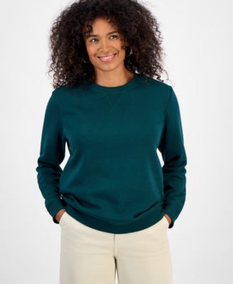 Petite Crewneck Long-Sleeve Fleece Sweatshirt