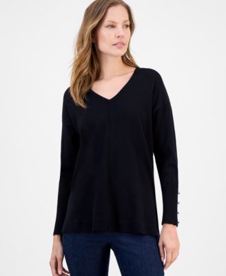 Women's Button-Cuff V-Neck Top