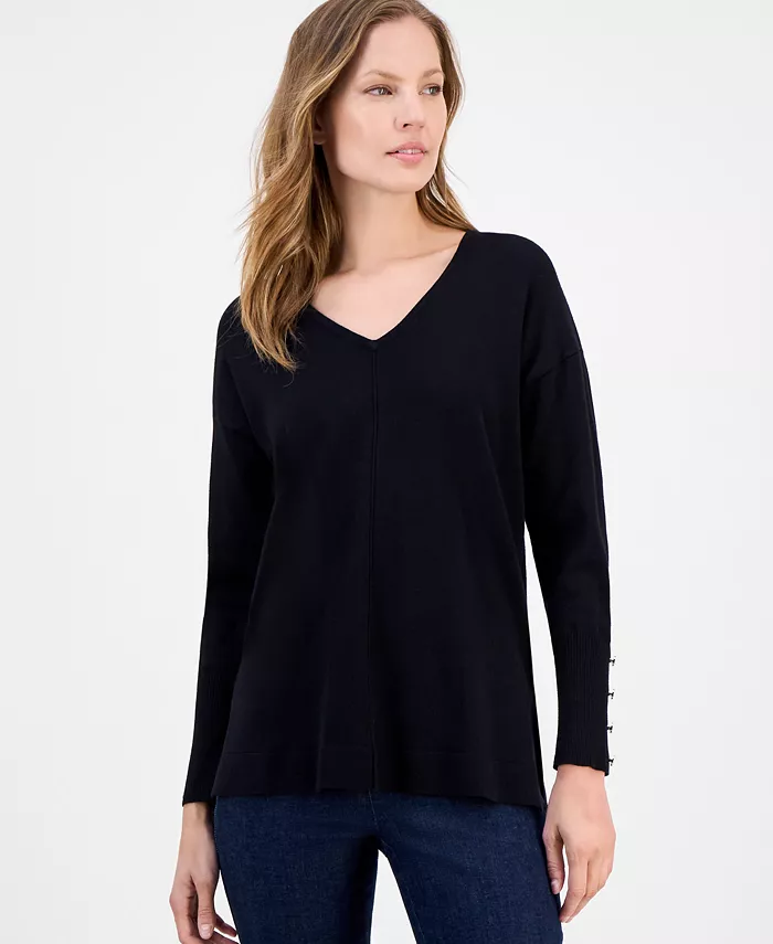 Women's Button-Cuff V-Neck Top - thumbnail 7