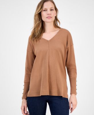 Women's Button-Cuff V-Neck Top