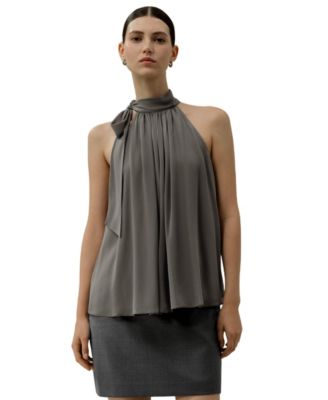 Women's Silk Georgette Tie-Neck Blouse
