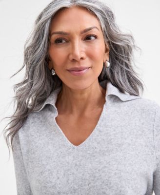 Petite Johnny-Collar Luxsoft Sweater, Macy's Exclusive