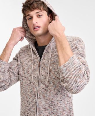 Men's Long-Sleeve Marled Hooded Zip Sweater, Macy's Exclusive 