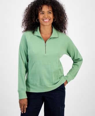 Women's Waffle-Knit Quarter Zip Top