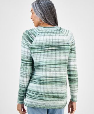 Women's Space-Dye Long-Sleeve Crewneck Sweater