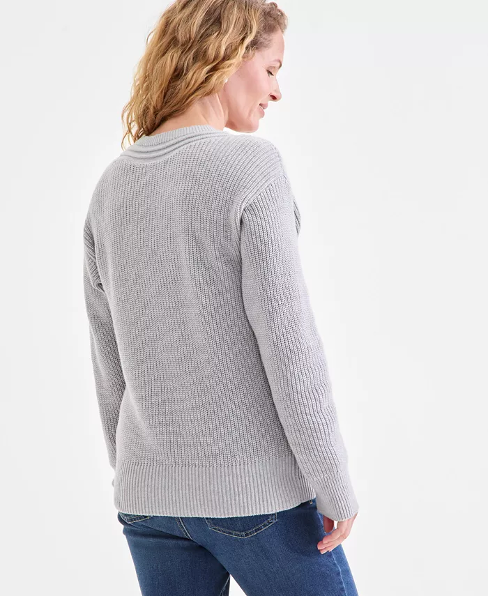 Women's V-Neck Long-Sleeve Sweater - thumbnail 4