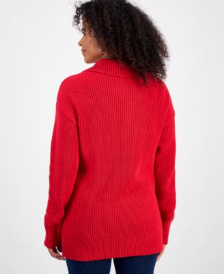 Women's Quarter-Zip Cable-Knit Sweater, Macy's Exclusive