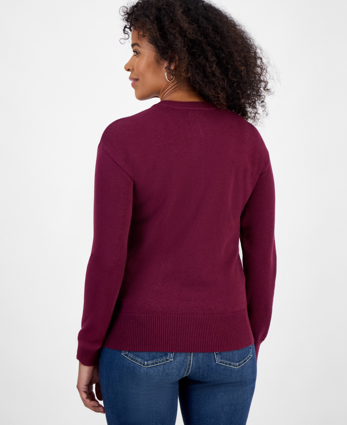 Style & Co Women's Henley Sweater, Macy's Exclusive In Red
