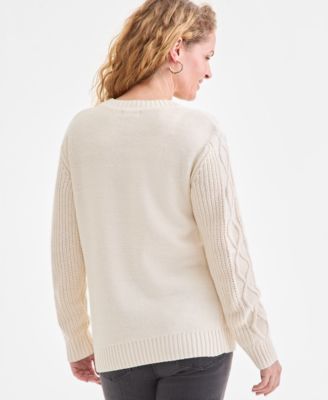 Petite Long-Sleeve Cable Knit Sweater, Macy's Exclusive