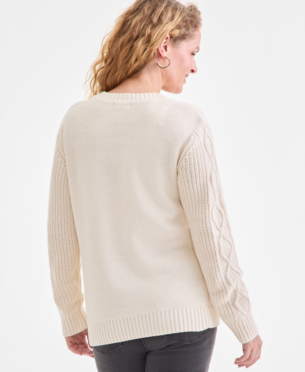 Style & Co Women's Button-trim Cable-knit Sweater, Macy's Exclusive In Brown