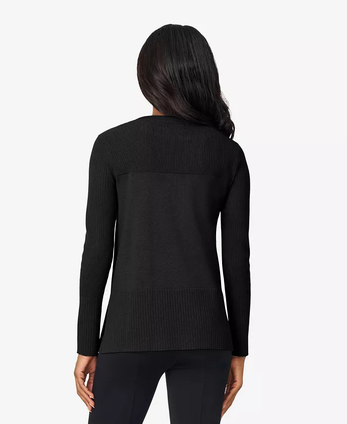 Women's Boat Neck Ribbed Sweater - thumbnail 4