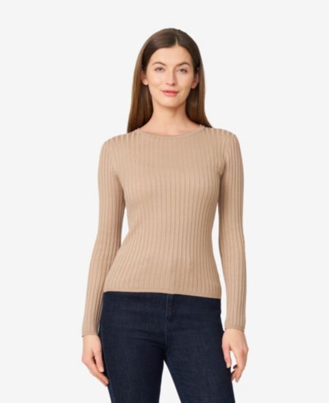 Женский свитер Melissa Paige Crewneck Ribbed-Knit, цвет: Верблюжий