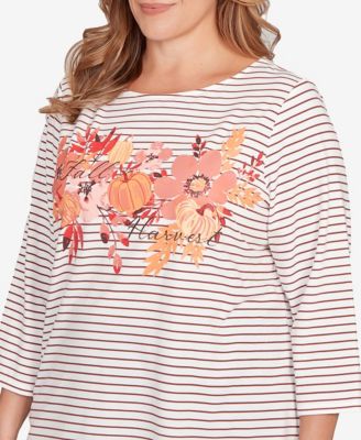 Plus Size Fall Harvest Striped Knit Top