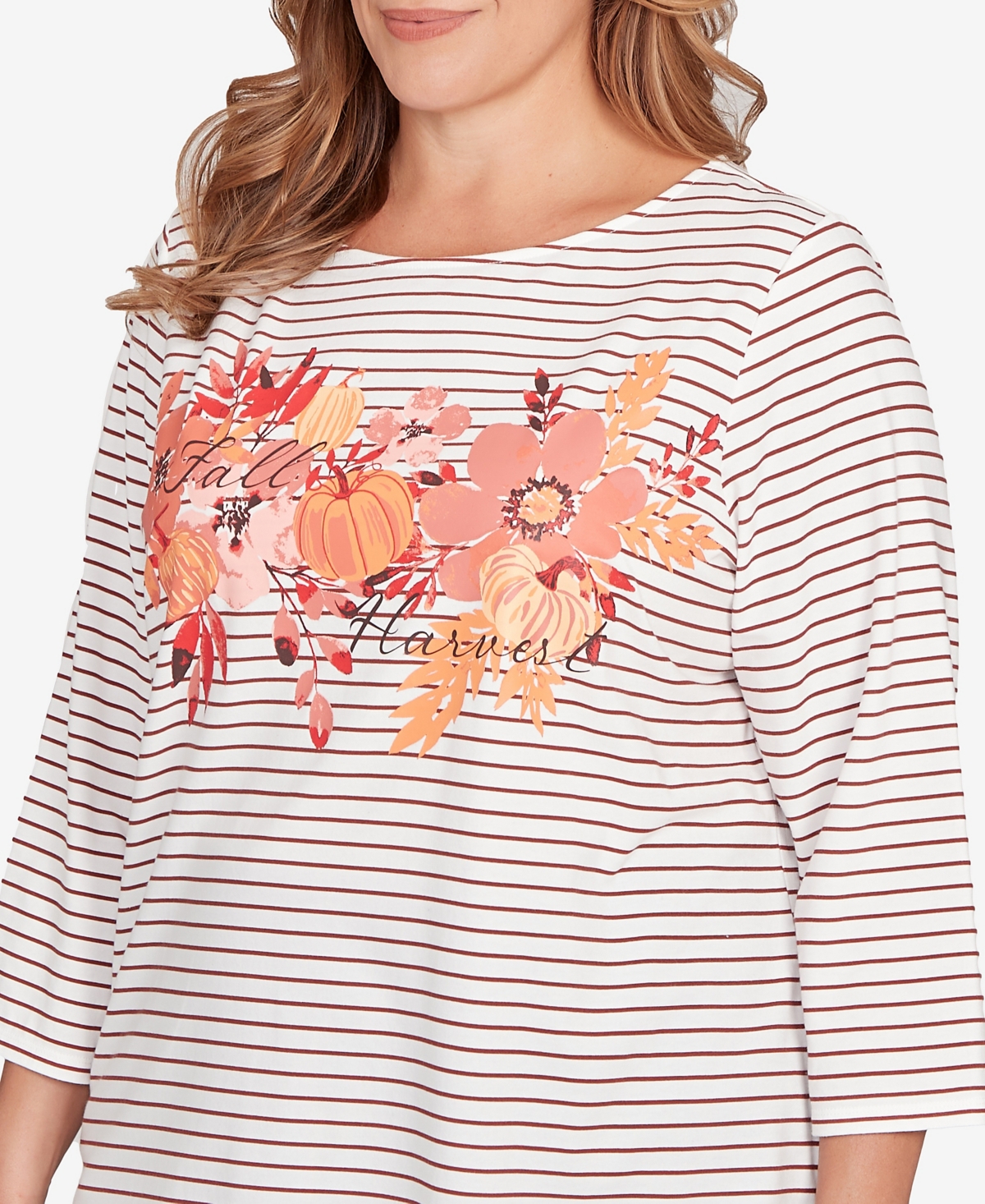 Ruby Rd. Plus Fall Harvest Striped Knit Top