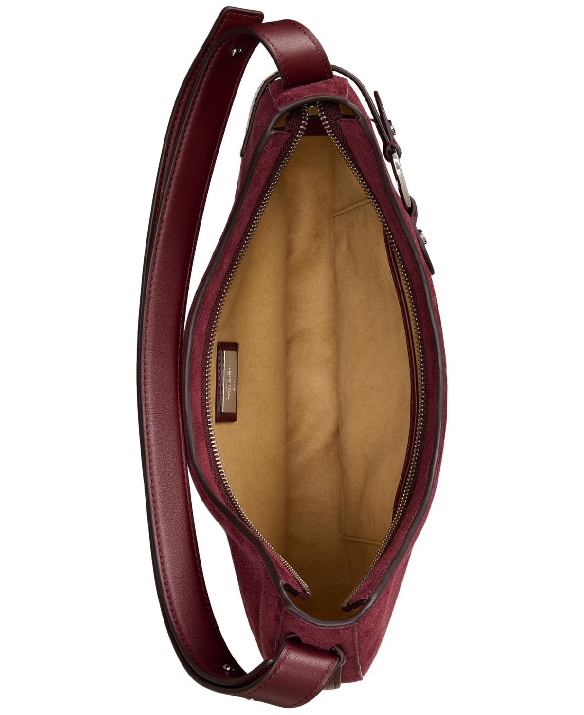 Ralph Lauren Suede Medium Tasha Shoulder Bag In Burgundy