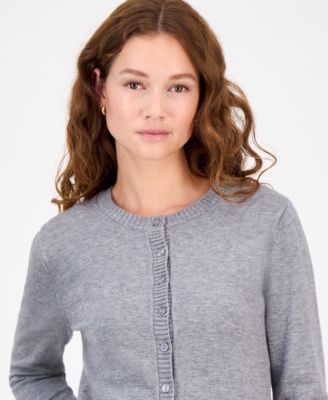 Juniors' High-Rib Button-Front Lady Cardigan