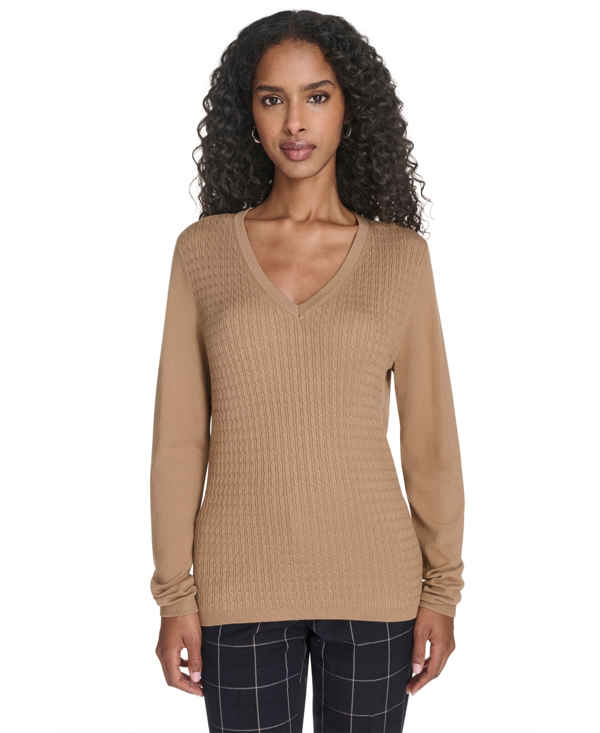 Tommy Hilfiger Women's V-neck Cable Sweater In Multi