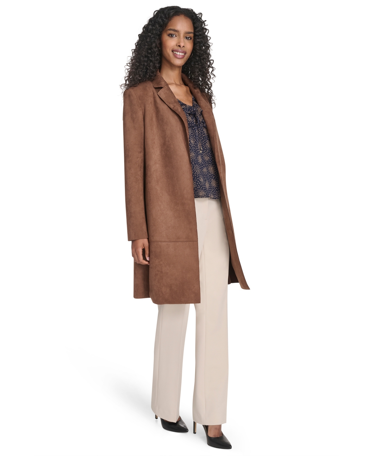 Tommy Hilfiger Women's Scuba Suede Long Sleeve Topper In Brown