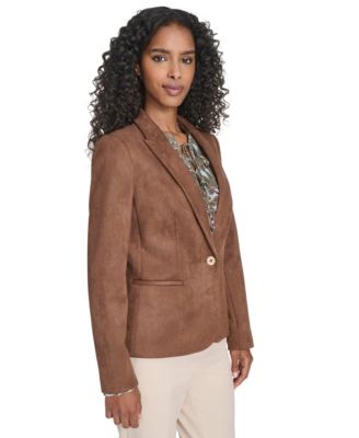 Women's Scuba Suede One Button Collared Blazer