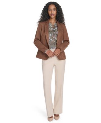 Women's Scuba Suede One Button Collared Blazer
