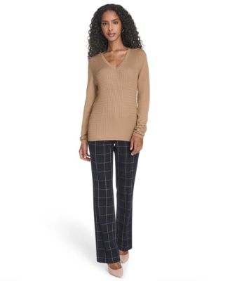 Women's V-Neck Cable Sweater