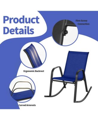 Patio Rocking Chair Heavy-Duty Metal Rocker Outdoor Anti-Slip