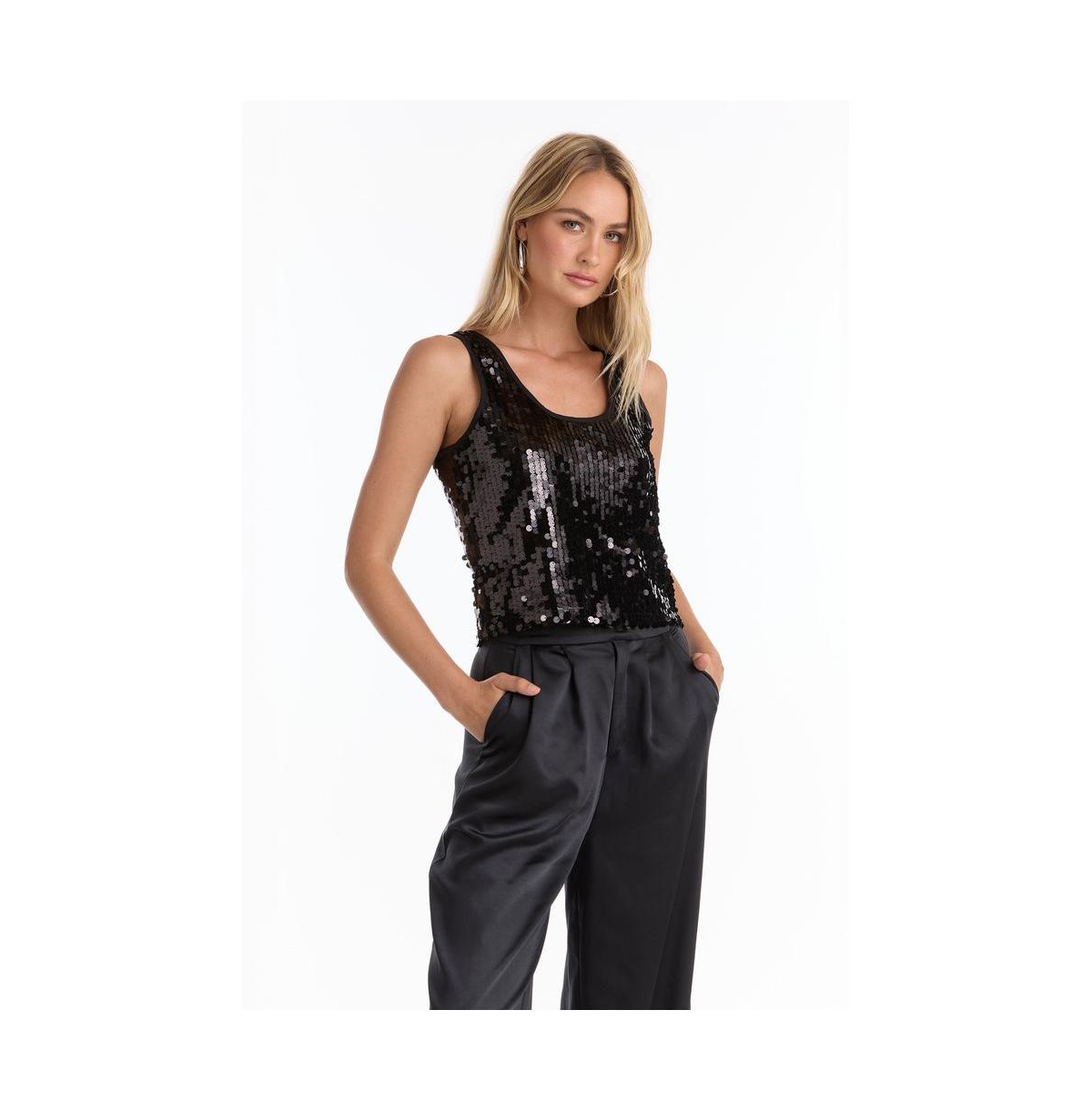Women's Sophia Sequin Tank - Black